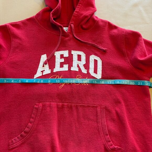 Aeroposatle Vintage Hoodie Sweatshirt Womens L Red Embroidered Logo AERO Phys Ed - Picture 4 of 6